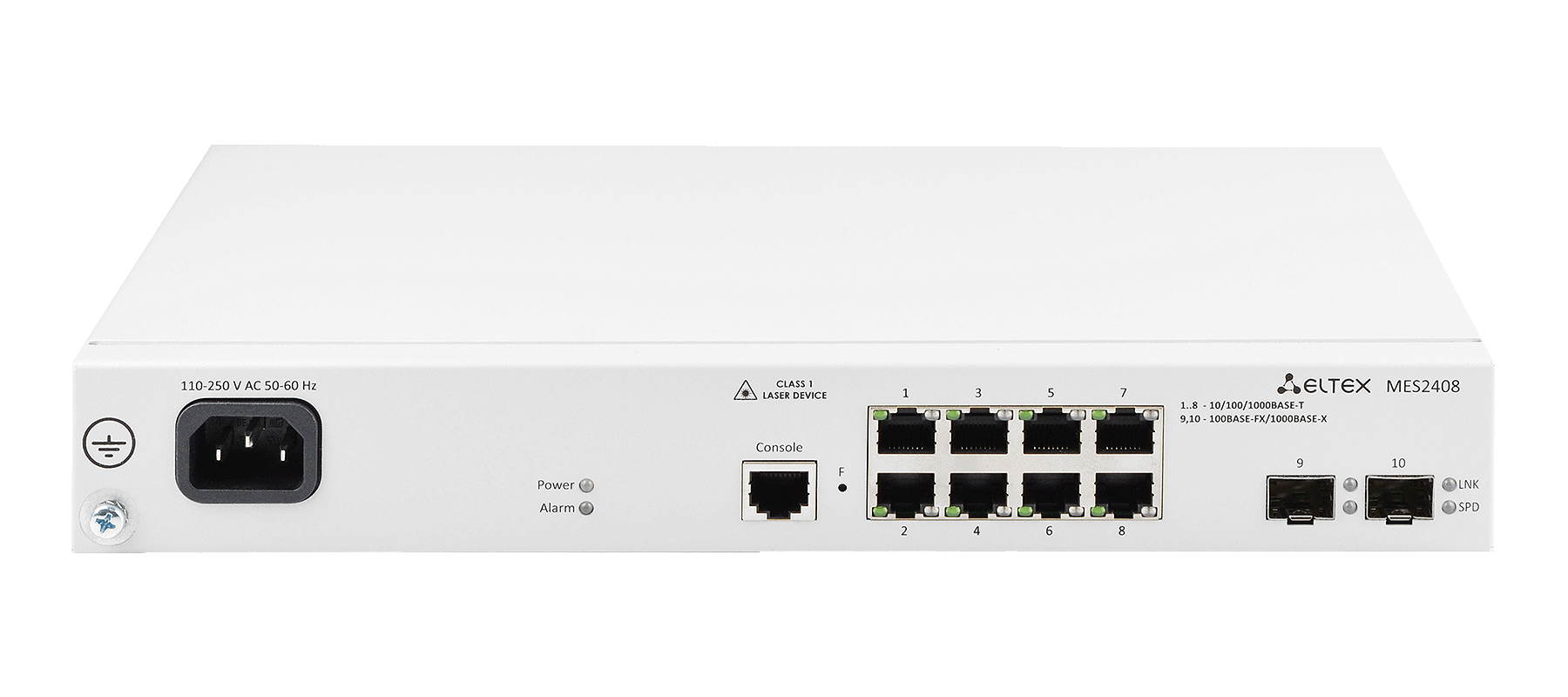 Ethernet-коммутатор MES2408B, 8x1G RJ45 + 2x100/1000 SFP, L2, 220V AC/12V DC